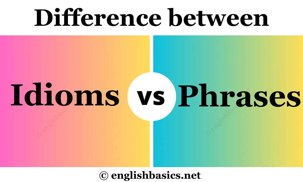 Difference Between Idioms And Phrases With Examples English Basics 