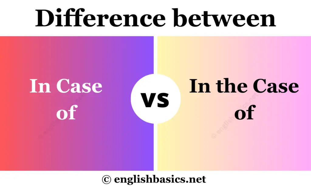 In case of vs In the case of - What's the difference?