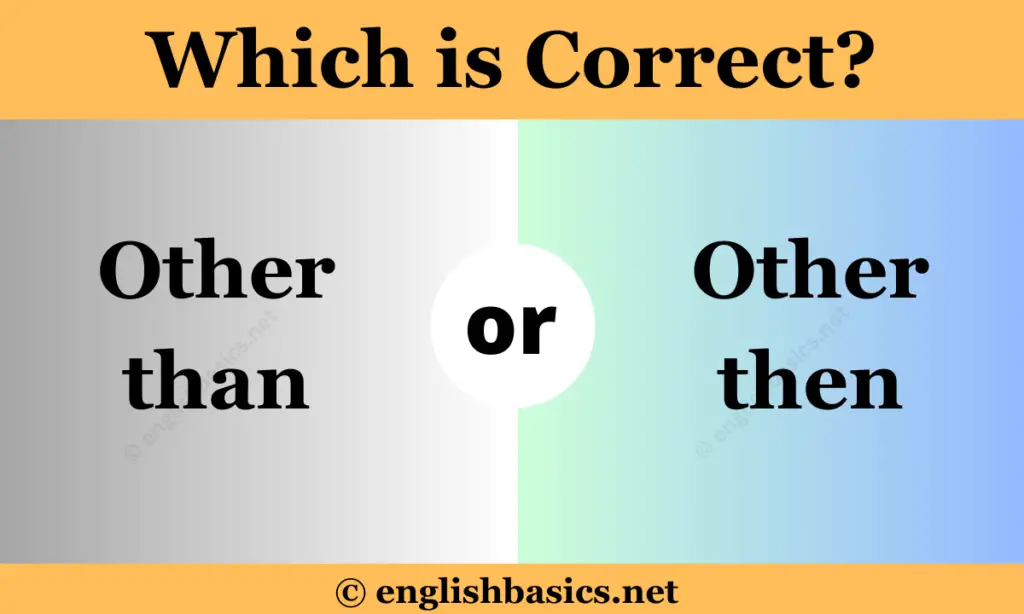 Other than or Other then - Which one is correct?